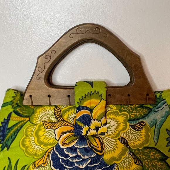 Sixties vintage grandma chic quilted wood handbag - Picture 9 of 13